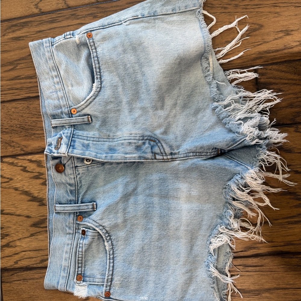 Madewell Light Blue Denim Frayed Women's Shorts